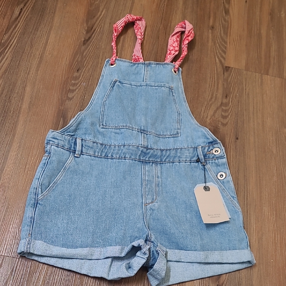 Zara Blue Denim Overalls with Pink Straps new for‎ girl.